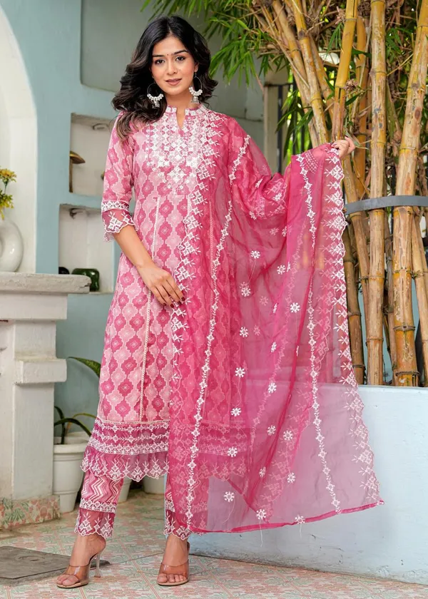 Peach_Anarkali_Kurta_Pant_Dupatta_Set