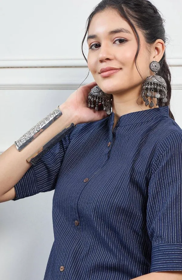 Blue_Cotton_Pinted_Half_Sleeve_Kurta_&_Pent_Set
