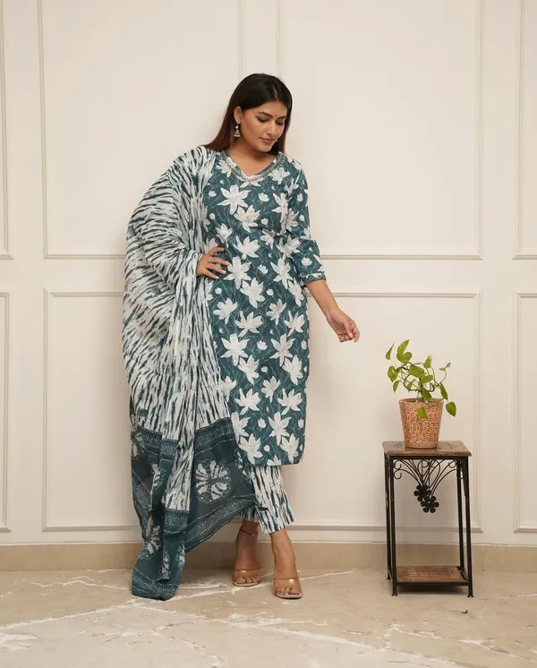 Womens_Cotton_Kurta_Pant_Dupatta_Set
