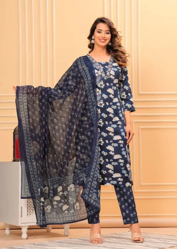 Blue_Rayon_Viscose_Kurta,_Pant_With_Dupatta_Set_For_Women