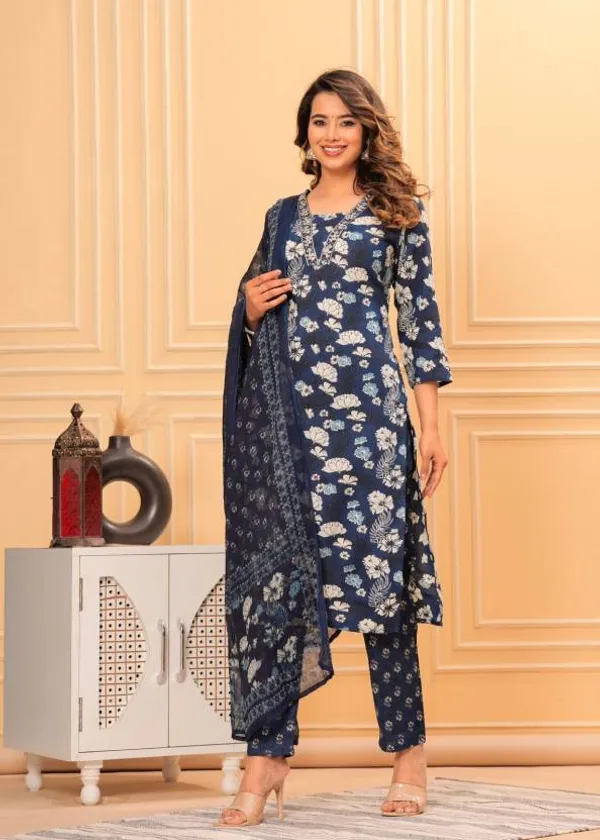 Blue_Rayon_Viscose_Kurta,_Pant_With_Dupatta_Set_For_Women
