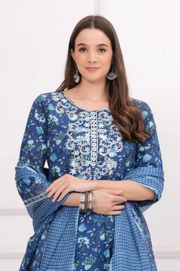 Blue_Soft_Cotton__Kurta,_Pant_With_Dupatta_Set_For_Women