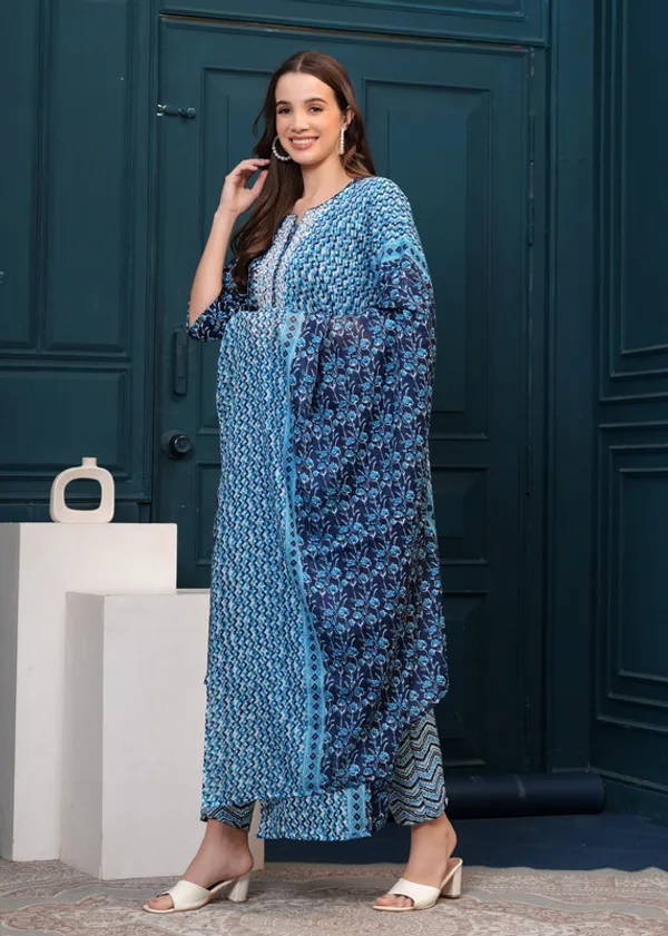 Blue_Cotton_Kurta_Pant_With_Dupatta_Set_For_Women