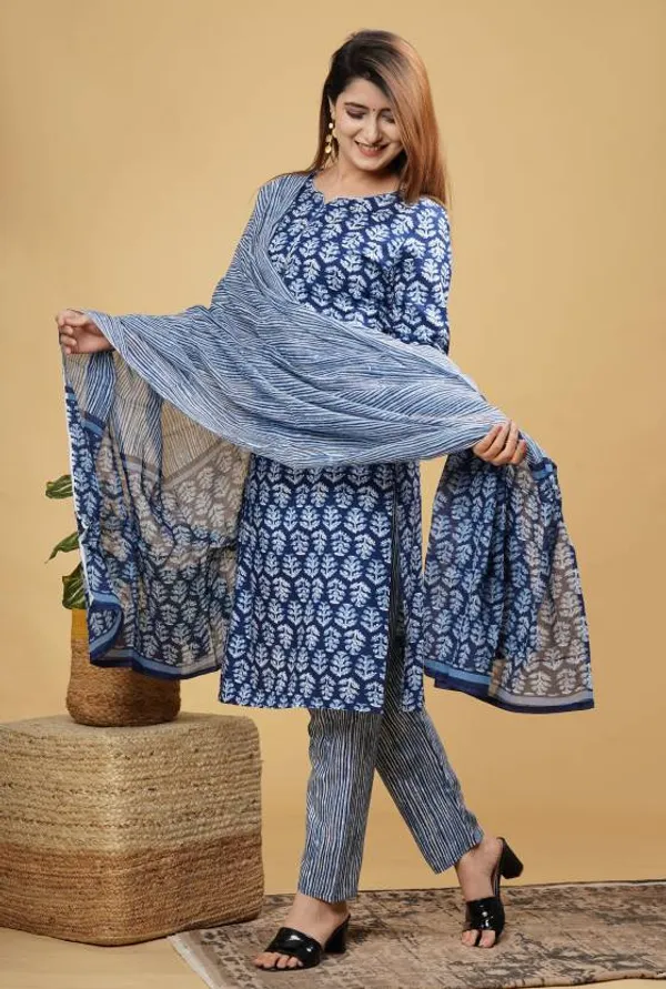 Blue_Rayon_Viscose_Kurta,_Pant_With_Dupatta_Set_For_Women