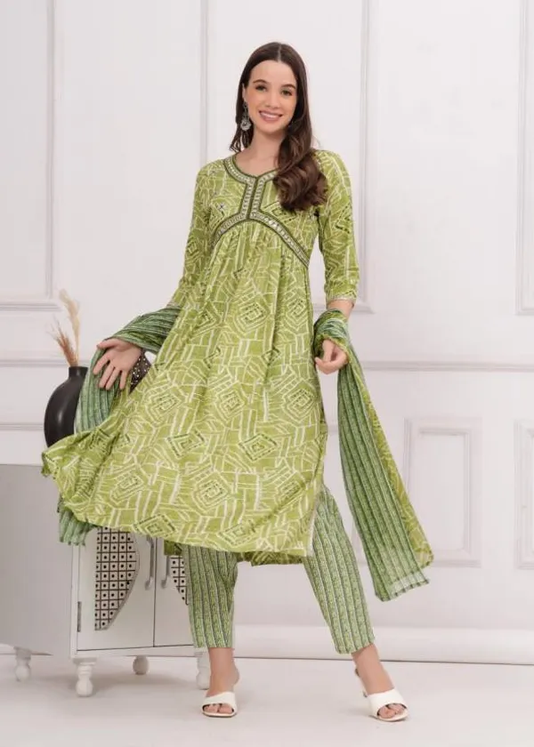 Green_Rayon_Viscose_Kurta,_Pant_With_Dupatta_Set_For_Women