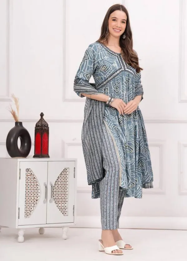Grey_Rayon_Viscose_Kurta,_Pant_With_Dupatta_Set_For_Women