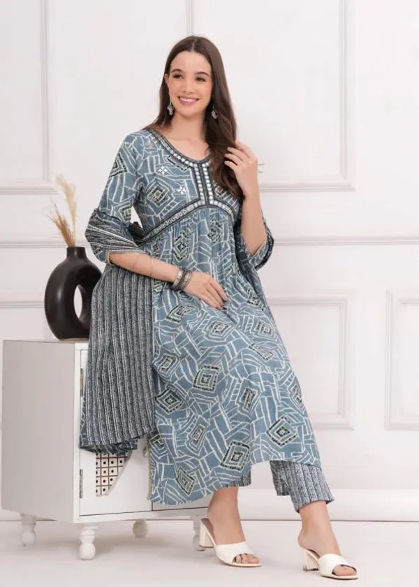 Grey_Rayon_Viscose_Kurta,_Pant_With_Dupatta_Set_For_Women