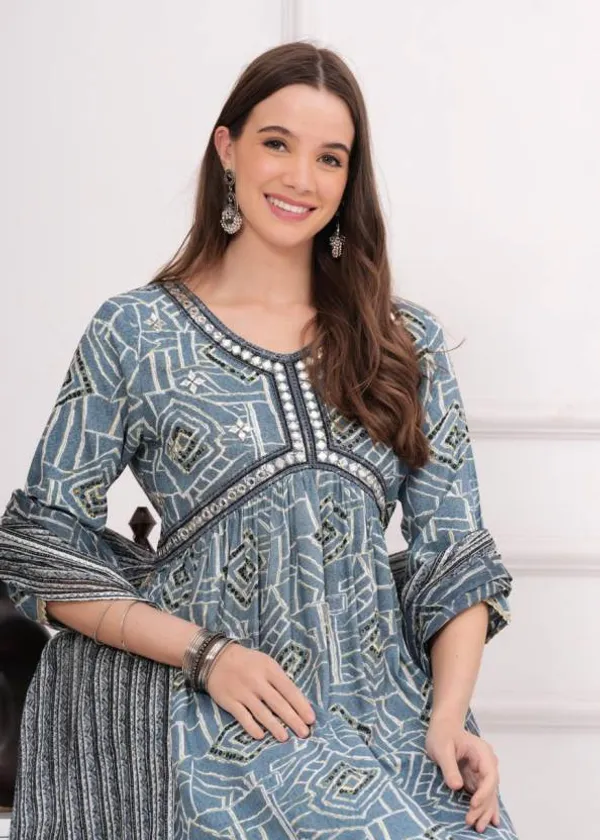 Grey_Rayon_Viscose_Kurta,_Pant_With_Dupatta_Set_For_Women