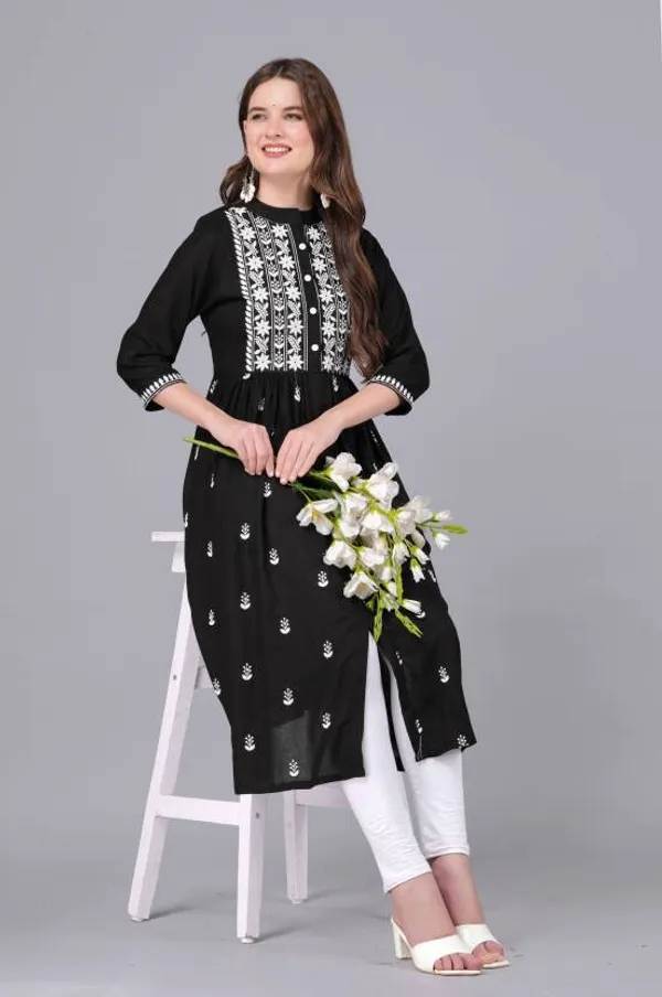 Black_Rayon_Viscose_Flared_Kurta