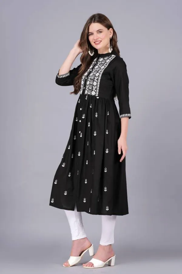 Black_Rayon_Viscose_Flared_Kurta