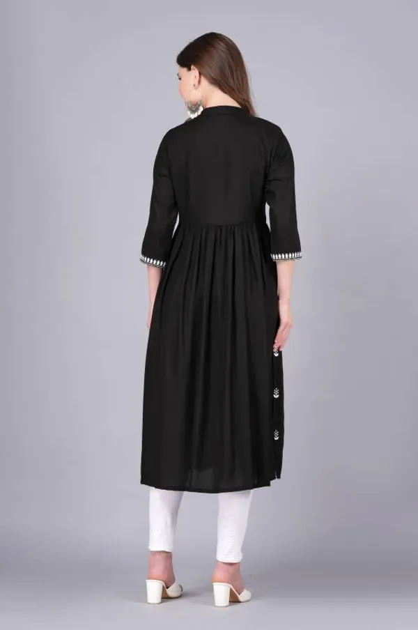 Black_Rayon_Viscose_Flared_Kurta