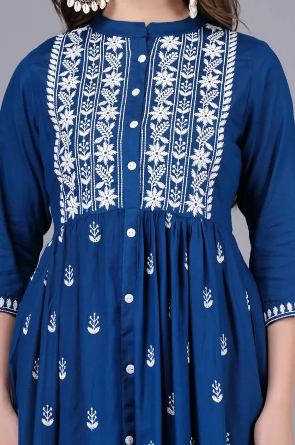 Teal_Rayon_Viscose_Flared_Kurta
