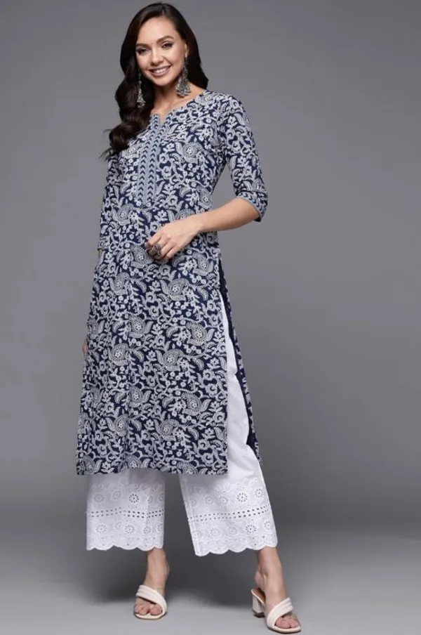 Navy_Rayon_Viscose_Kurta_Pant_Set