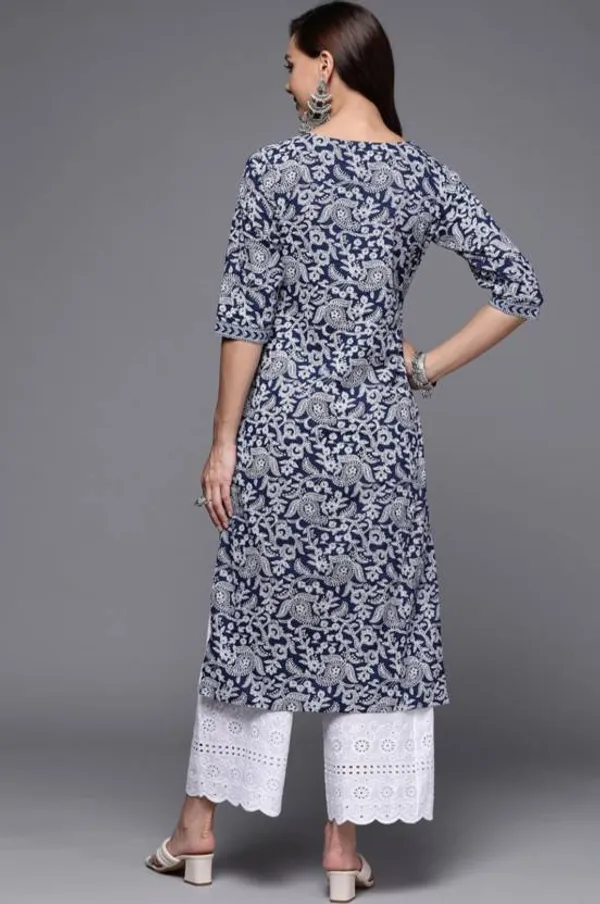 Navy_Rayon_Viscose_Kurta_Pant_Set
