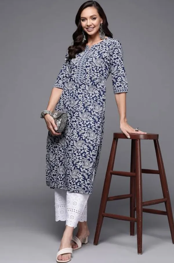 Navy_Rayon_Viscose_Kurta_Pant_Set