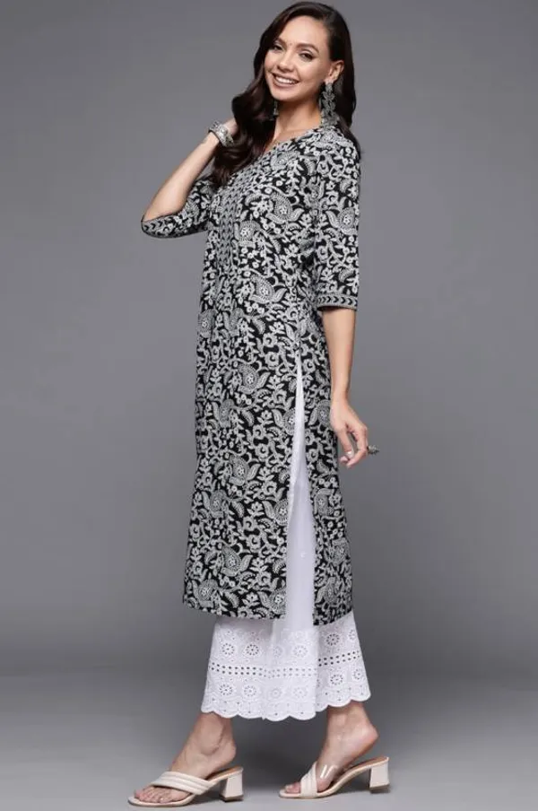 Black_Rayon_Viscose_Kurta_Pant_Set