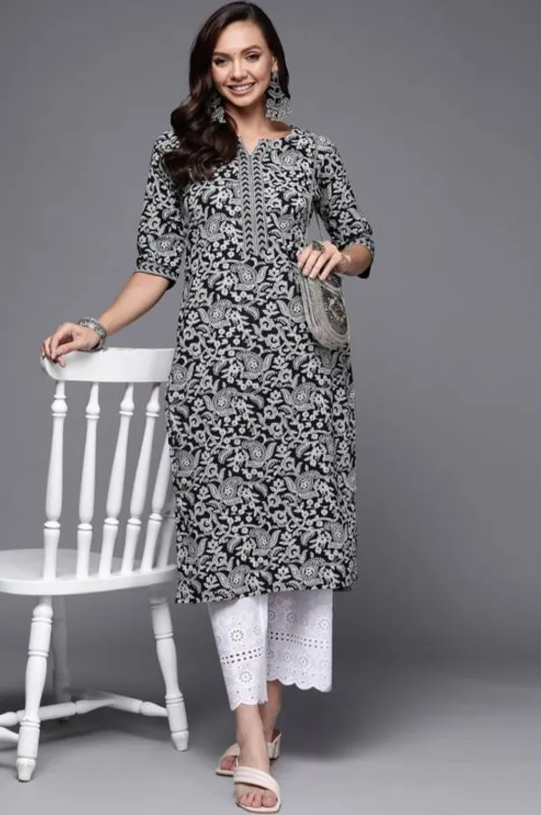 Black_Rayon_Viscose_Kurta_Pant_Set