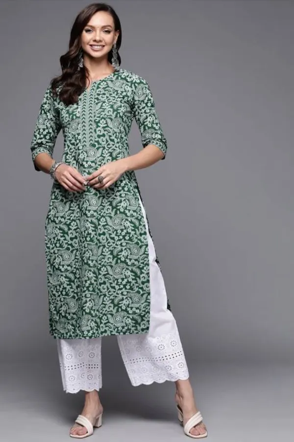 Green_Rayon_Viscose_Kurta_Pant_Set