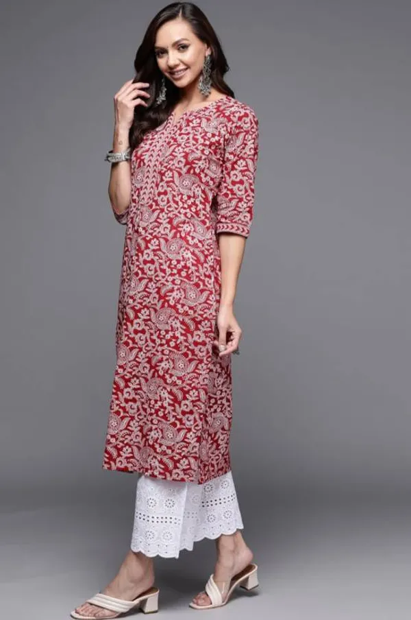 Marron_Rayon_Viscose_Kurta_Pant_Set