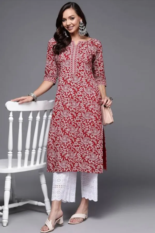 Marron_Rayon_Viscose_Kurta_Pant_Set