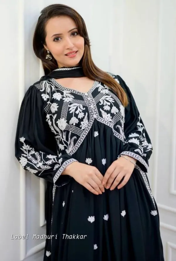 Black_Chikankari_Work_Kurta,_Pant_With_Dupatta_Set_For_Women