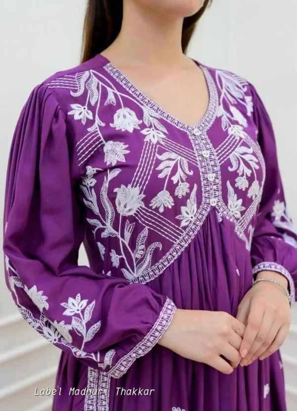 Purple_Chikankari_Work_Kurta,_Pant_With_Dupatta_Set_For_Women