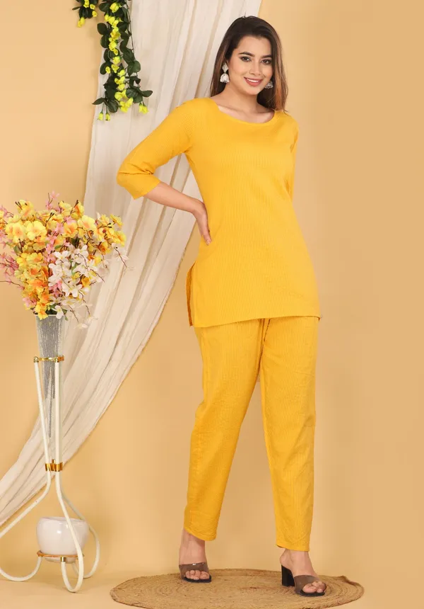 Mustard_Pure_Cotton_Co-Ord_Set_For_Women