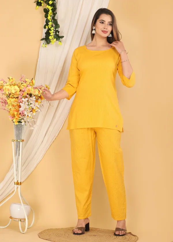 Mustard_Pure_Cotton_Co-Ord_Set_For_Women