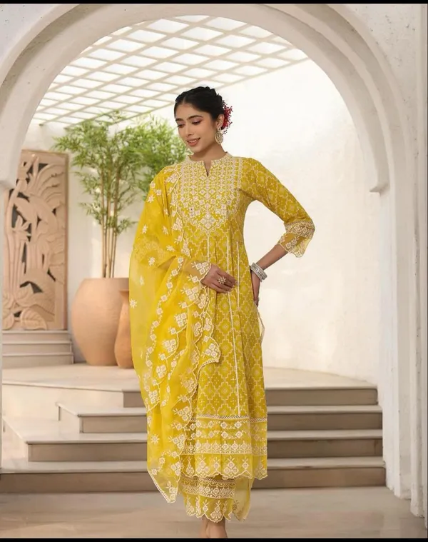 Mustard_Anarkali_Kurta_Pant_Dupatta_Set