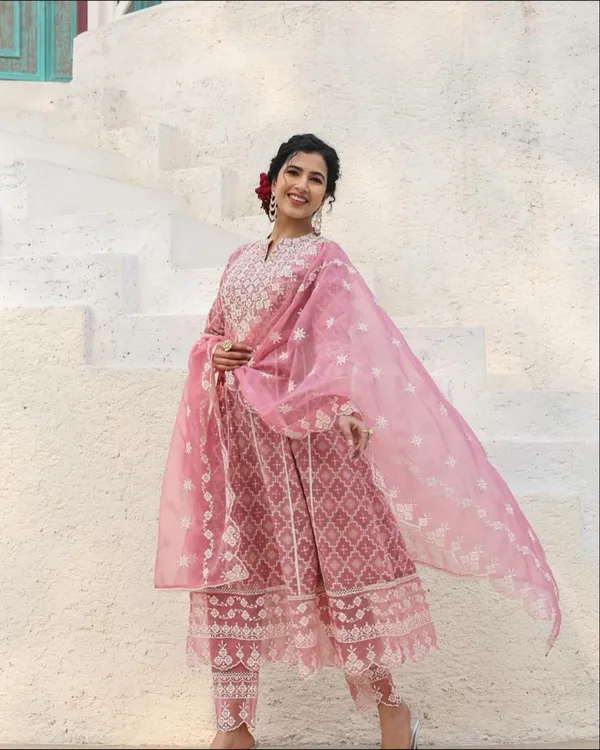 Peach_Anarkali_Kurta_Pant_Dupatta_Set