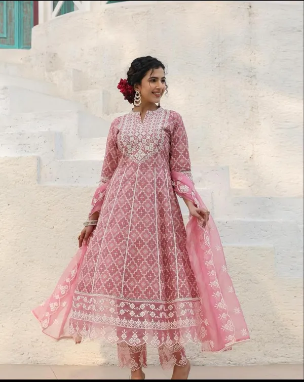 Peach_Anarkali_Kurta_Pant_Dupatta_Set