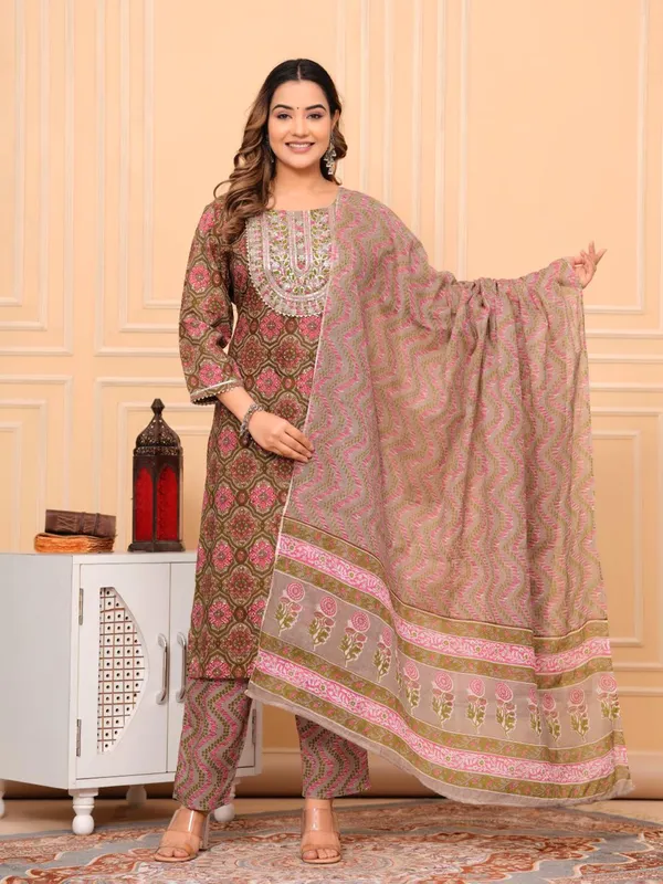 Grey_Pure_Cotton_Kurta_Pant_And_Dupatta_Set_For_Women