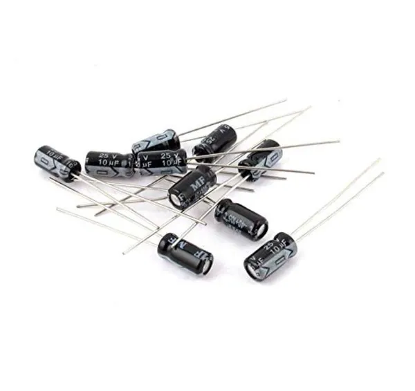 10_Pcs_10uF_25V_Radial_Lead_Electrolytic_Capacitors_4mm_x_8mm_for_DIY_Electronic_Projects_and_Kits