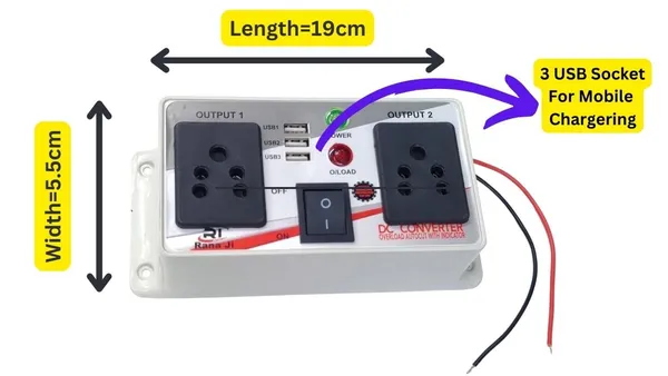 12v/24v_dc_to_ac_Converter_Gang_Box_3_in_Built_USB_Ports._dc_to_ac_Converter_Inverter_Solar_for_Home