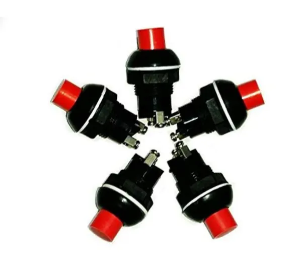 5_Pcs_Switches_Self-Lock_On/Off_2_pin_Push_Button_Switch_Locking_Car,_Boat_Dashboard_Red