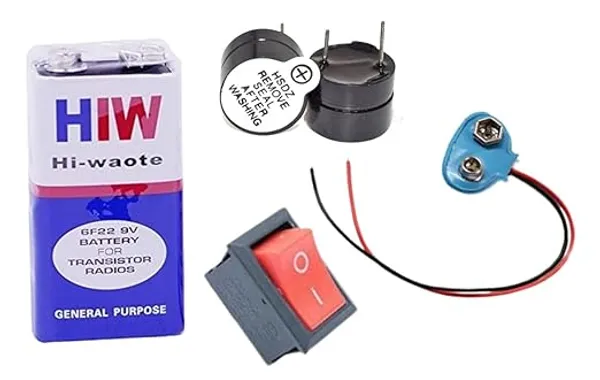 DIY_Electronic_Science_Project_Kit_Include_9V_Battery,_Small_Buzzer,_9V_Battery_Connector,_Rocker_Switch_for_Extracurricular_Activities,_Science_Fairs_etc.