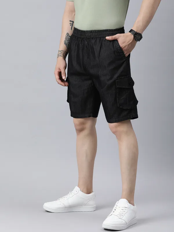 Flat-Front_Cargo_Shorts_with_Elasticated_Waist_for_Men