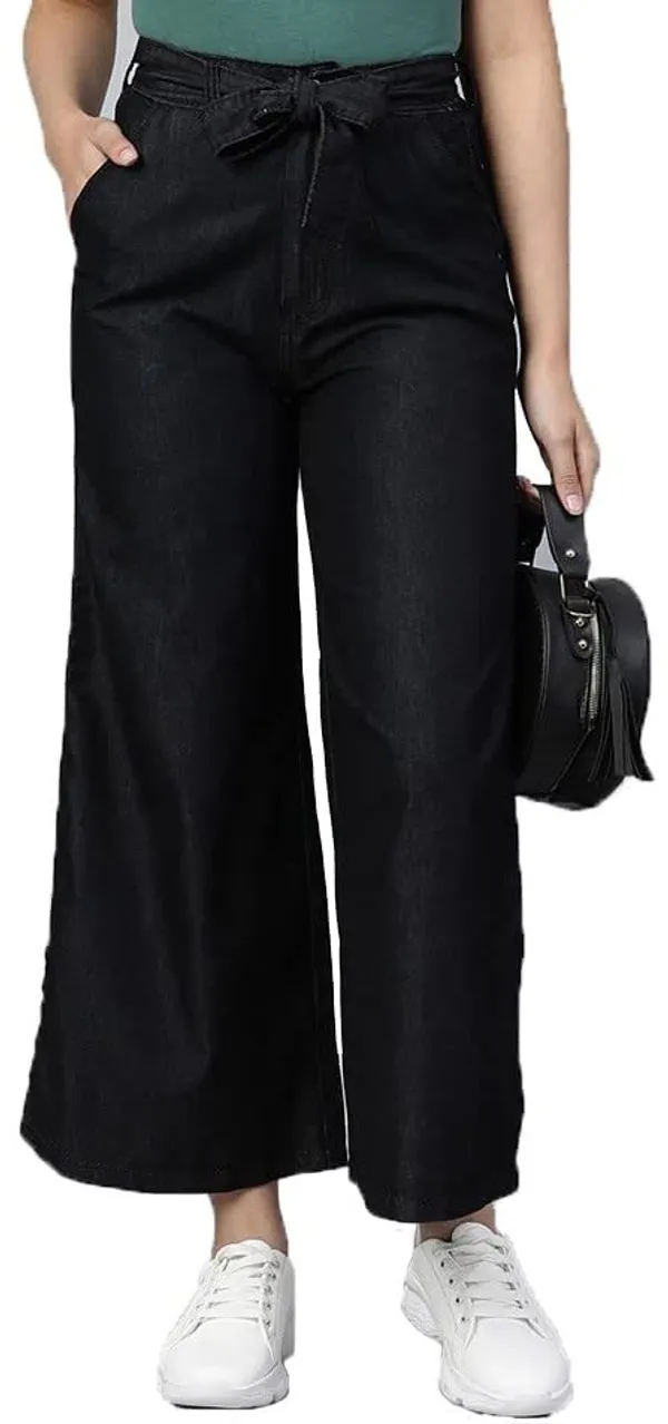 Regular_Denim_Plazzo_For_Women_|_Black