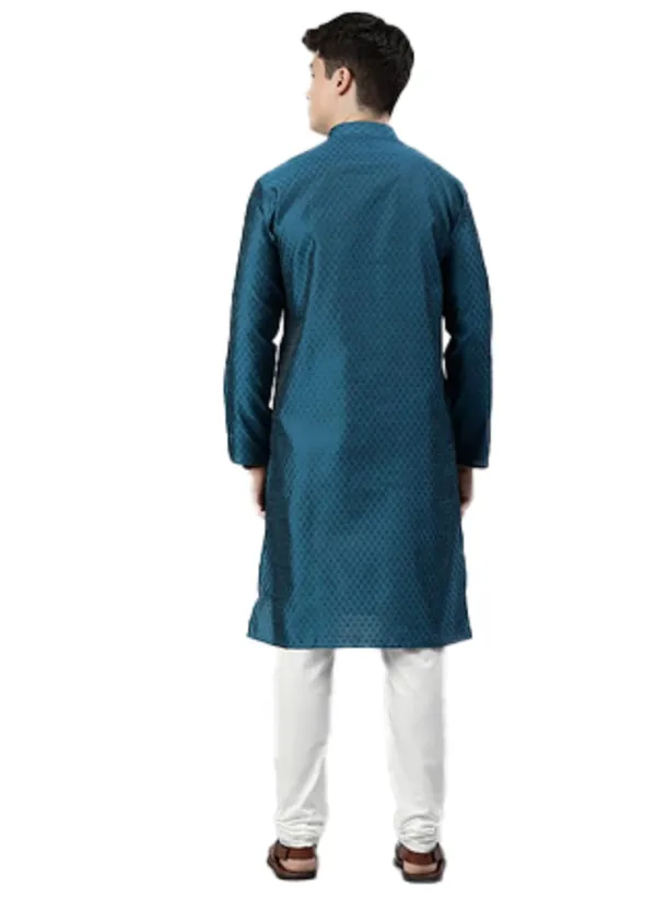 Peacock_Blue_Kurta_with_Pyjamas_For_Men
