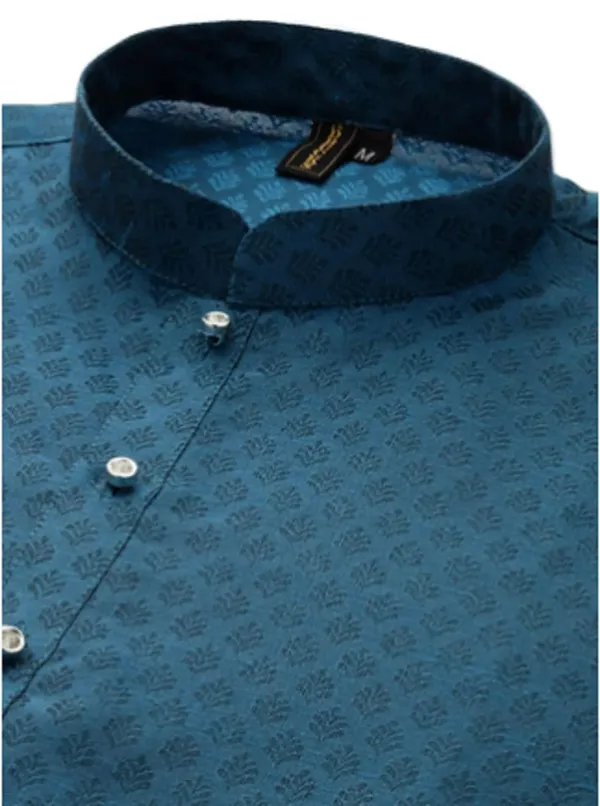 Peacock_Blue_Kurta_with_Pyjamas_For_Men