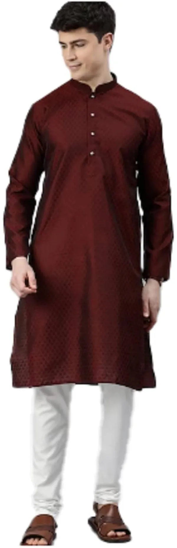 Maroon_Kurta_with_Pyjamas_For_Men