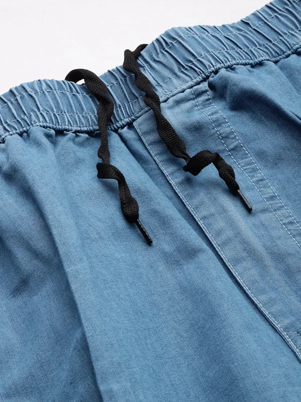 Flat-Front_Cargo_Pants_with_Elasticated_Waist_for_Men_|_Blue