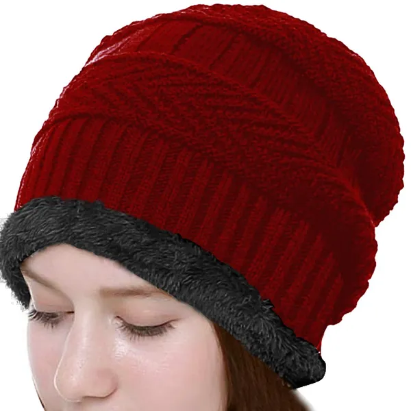 Maroon_Snow_Proof_Inside_Fur_Unisex_Wool_Beanie_Cap_with_Scarf_Set_Warm_Knit_Hat_Thick_Fleece_Lined_Winter_Hat_&_Scarf_for_Men_&_Women_(Maroon)