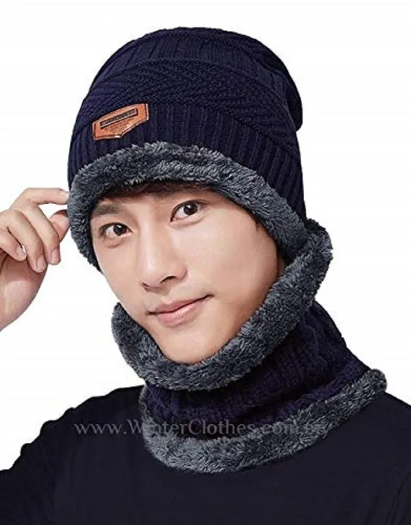 Blue_Mens_and_Women's_Snow_Proof_Inside_Fur_Wool_Cap_and_Neck_Warmer_Set_(Blue,_Free_Size)
