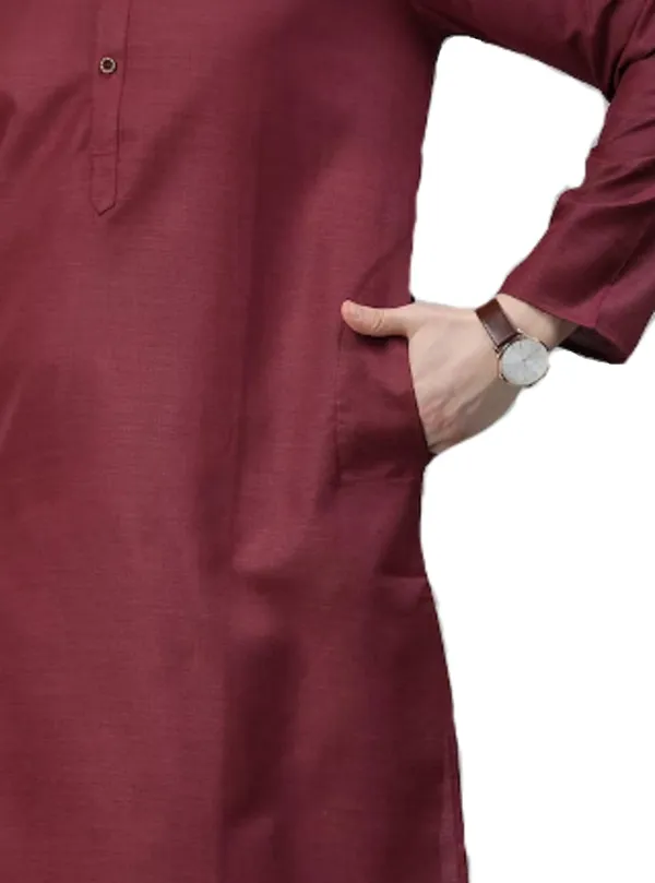 Maroon_Kurta_with_Pyjamas_For_Mens