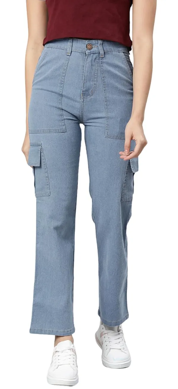 Denim_Cargo_Jeans_|_Clean_Look_Mid-Rise_Blue_Straight_Fit_for_Women__|_Icyblue