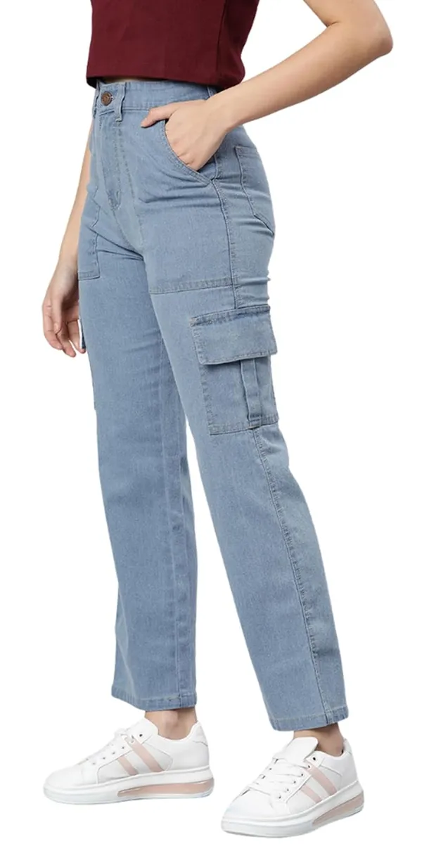 Denim_Cargo_Jeans_|_Clean_Look_Mid-Rise_Blue_Straight_Fit_for_Women__|_Icyblue