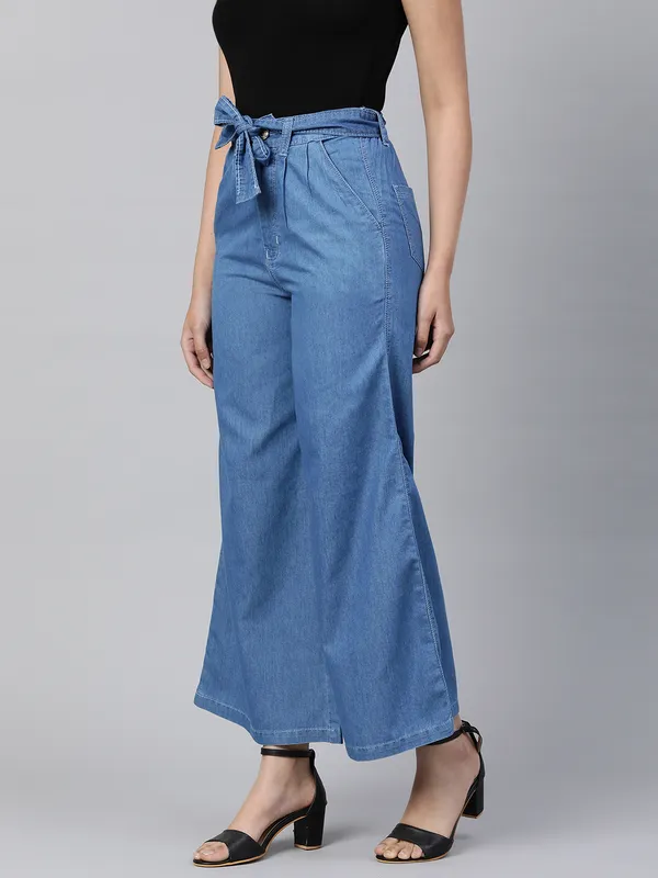 Regular_Denim_Plazzo_For_Women_|_Stone