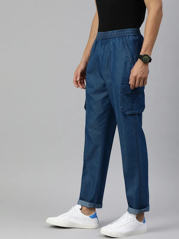 Flat-Front_Cargo_Trousers_with_Elasticated_Waist_for_Men