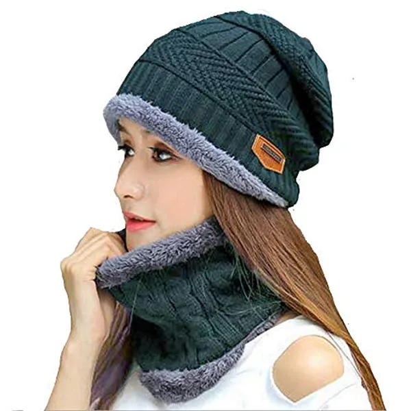 Steel-Grey_Men's_and_Women's_Fur_Wool_Knit_Hat_Thick_Fleece_Lined_Winter_Beanie_Cap_with_Neck_Warmer_Set_(Steel_Grey,_Free_Size)_|_Steel-Grey
